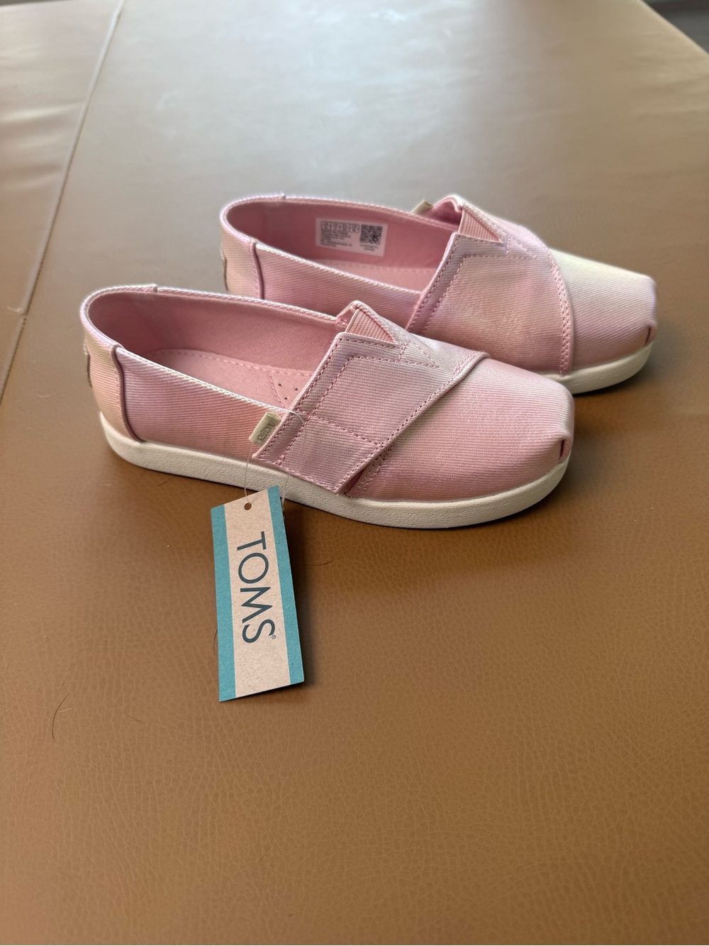 TOMS Kids Light Pink Canvas Slip-On Sneakers